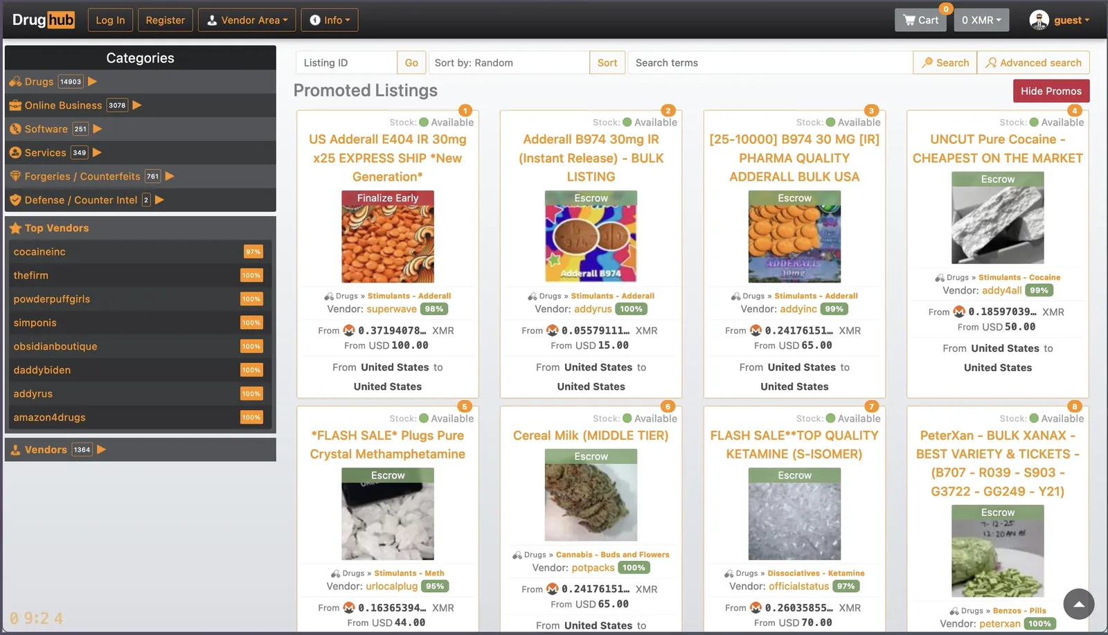 DrugHub Market interface screenshot — editorial mirror verification reference